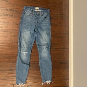 J. Crew Blue Skinny Jeans with Distressed Details